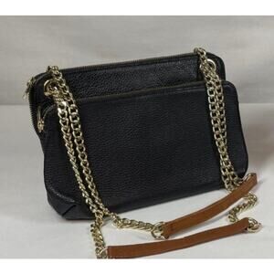 VALENTINA BLACK PEBBLED LEATHER SHOULDER BAG